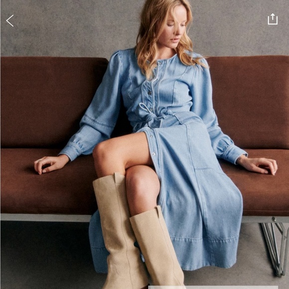 Sezane Caterina Dress Bleach - Size 10 - Picture 2 of 8